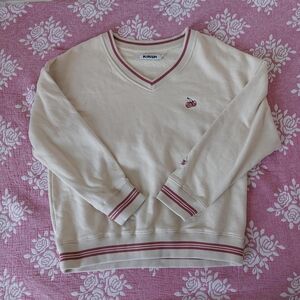Kirsh Cream Cherry Knit Sweatshirt